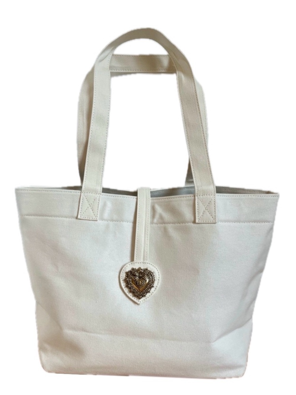 Dolce and Gabbana Cream Canvas Tote Bag